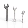 Three Metal Wrenches In Various Sizes As Mechanical Repair Tools 3d model