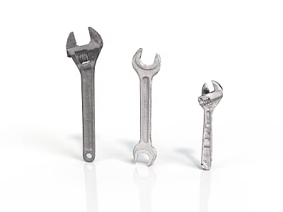 Realistic Style Wrench Adjustable Wrench Fixed Wrench Metal Wrench Tool Set Industrial Industrial Equipment Industrial Facilities Industrial Goods Equipment 3d model