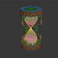 Ornate Golden Hourglass With Red Rose Top And White Sand Inside