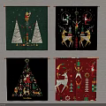 Set of Christmas Banners With Tree Reindeer And Festive Holiday Decorations
