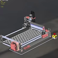 Industrial Equipment Featuring Metal Frame Perforated Plate Red Button And Mechanical Components