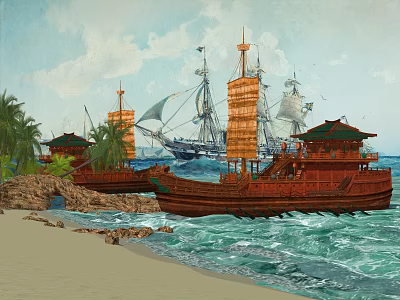 Chinese ancient ship warship merchant ship wooden ship sailing ship 3d model