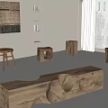 Quiet Wind Stakes Low Stool Round Stool Bench 3d model