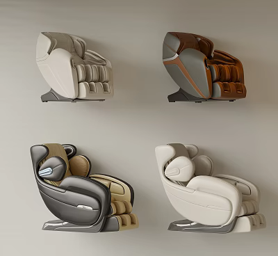 Modern Design Massage Chairs In Multiple Colors With Comfortable Seats And Ergonomic Backrests 3d model