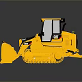 Yellow Tracked Bulldozer with Enclosed Cab and Front Loader Blade 3d model