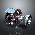 Detailed 3D Rendered Aircraft Engine Featuring Turbine Blades And Internal Structure