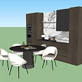 Dining Table and Chair Island Table Dining Table Island Table Round Table and Chair Tableware Sideboard Wine Cabinet Single Chair Decorations Planting 3d model