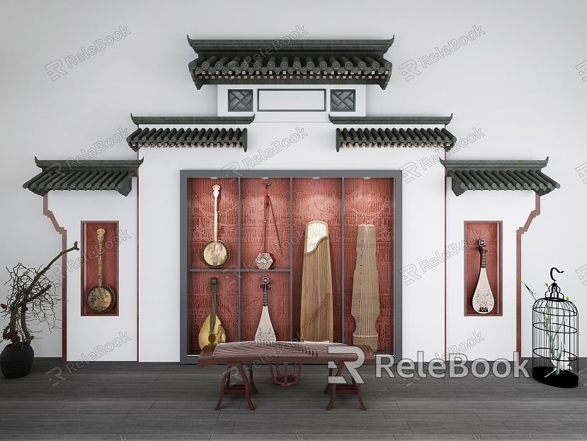 Chinese Musical Instruments Classical Musical Instruments Qin Guqin Erhu Pipa Huqin Guzheng Ruan Xian National Musical Instruments Collection Huizhou Architectural Wall Decoration model