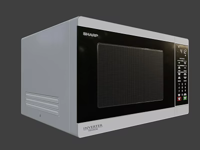 Sharp Inverter Microwave Oven White And Black Kitchen Appliance With Control Panel 3d model