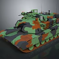 Detailed Modern Military Tank With Camouflage Paint Tracks Turret And Cannon