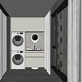 Home Balcony Laundry Area With Washing Machine Dryer Cabinets And Sink