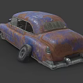 Rusty Blue Vintage Classic Car With Weathered Body And Old Design