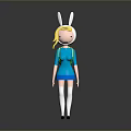 3D Game Movie Character With Rabbit Ears Blonde Hair And Blue Dress