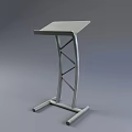 Modern Functional Desk With Flat Tabletop Metal Frame And Geometric Base 3d model
