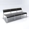 Modern Three Seater Sofa With Black Leather Upholstery And Sleek Metal Frame Design