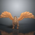 3D Eagle Model With Spread Wings And Detailed Feathers On Gray Black Background 3d model