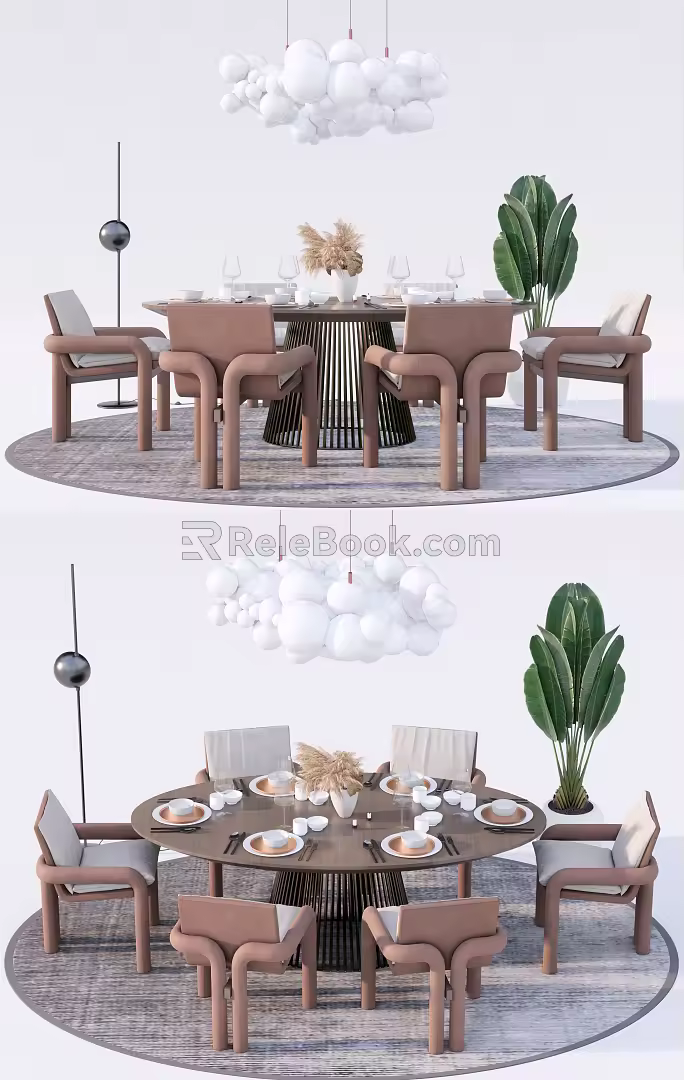 Modern Dining Table and Chair Combination Dining Table and Chair 3d model