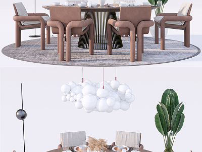 Modern Dining Table and Chair Combination Dining Table and Chair model