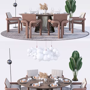Modern Dining Table and Chair Combination Dining Table and Chair 3d model