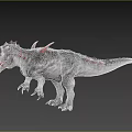Realistic Dinosaur Model With Red Horns Spines And Open Mouth Sharp Teeth 3d model