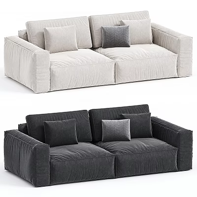 Light and Dark Velvet Two Seater Sofa with Decorative Pillows 3d model