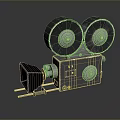 Computer Tape Drive 3D Model With Dual Reels Silver Metal Black Components Dark Background