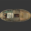 Vintage Wooden Metal Model Boat With Detailed Cabin And Deck Structure