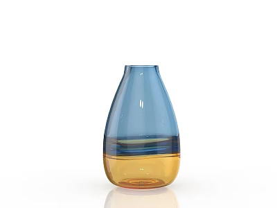 Transparent Glass Vase With Blue Yellow Gradient And Water On White Background 3d model