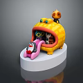 Playful Game Characters In Yellow Shell With Sliding Penguin And Small Bird Figure