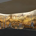 Traditional Cultural Center Interior Design With Mural Art Exhibition Areas And Decorative Elements