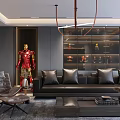 Modern Living And Dining Area Interior With Dining Table Chairs Large Windows Recessed Lighting And Cabinets