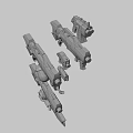 3D Modeled Orange and Gray Mechanical Weapons With Various Styles Including Rifles and Pistols