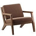 Modern Accent Chair With Walnut Wood Frame And Cream Upholstery Armrests Angled Legs