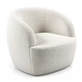 Beige Plush Single Sofa Featuring Rounded Shape and Armrests Modern Design