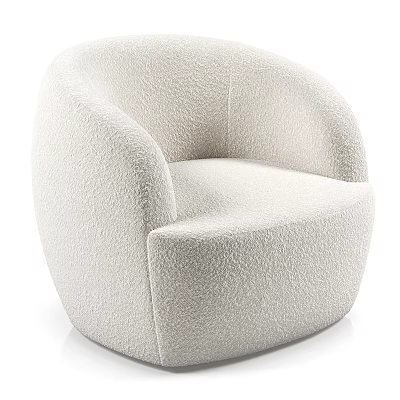 Beige Plush Single Sofa Featuring Rounded Shape and Armrests Modern Design 3d model