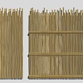Bamboo Fence Structure With Vertical Slats And Horizontal Support Rails Design 3d model