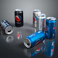 Blue and Black Pepsi Cola Beverage Cans Arranged on Reflective Surface