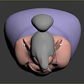 Cartoon Woman With Gray Hair Glasses Purple Coat Rounded Shape And Smiling Expression