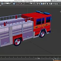 Red Fire Rescue Truck With Blue Emergency Lights Ladder And Lettering