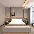 Stylish Modern Hotel Guest Room With Large City View Window And Comfortable King Size Bed