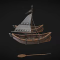 Traditional Handcrafted Wooden Sailing Boat With Carved Hull And Sail Design