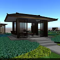 Roof Garden Design Featuring Paths Ponds Green Areas And Circular Seating Spaces