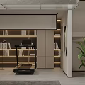 Modern Basement Interior With Built In Shelves And Lighting 3d model
