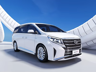White Trumpchi MPV Car With Sleek Exterior Design And Modern Curved Structures 3d model