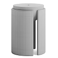Natural Wooden Cylindrical Stand with Smooth White Top and Grain Design