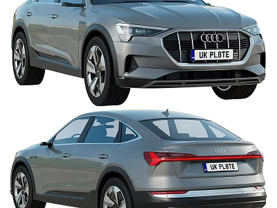 Silver Audi Car Front And Rear Exterior Design View With Stylish Look 3d model