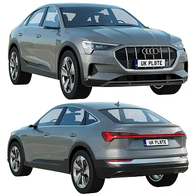 Silver Audi Car Front And Rear Exterior Design View With Stylish Look 3d model