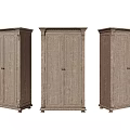 Three Vintage Wooden Storage Cabinets With Panel Doors And Decorative Legs Design