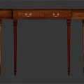 Elegant Wooden Console Table With Drawers Brass Handles And Tapered Legs For Home Decor