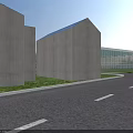Industrial Factory Plant With Multiple Shed Structures Green Field And Security Fence